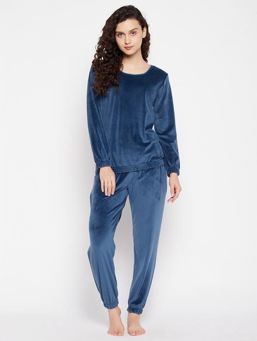 women solid t-shirt & full length trouser pyjama set - 20684058 - Very Small Image - 1