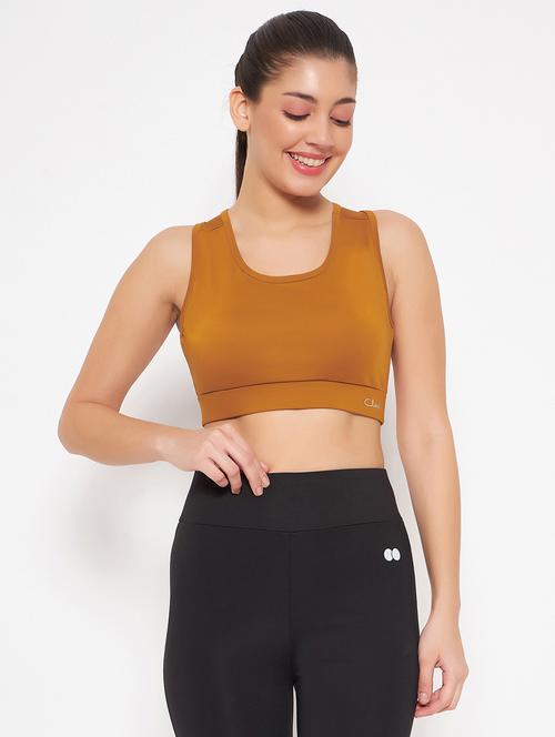 mustard polyester sports bra - 20684187 - Very Small Image - 1