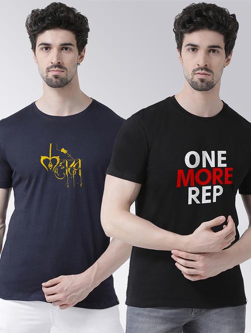 pack of 2 multi coloured printed round neck t-shirt - 20684273 - Very Small Image - 1