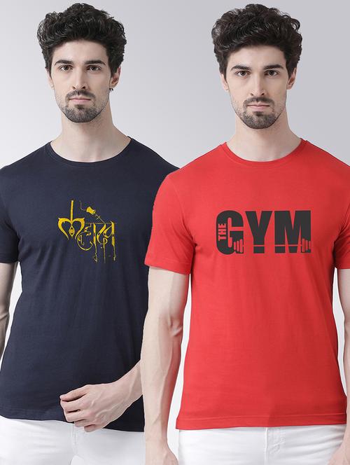 men pack of 2 printed cotton t-shirt - 20684277 - Very Small Image - 1