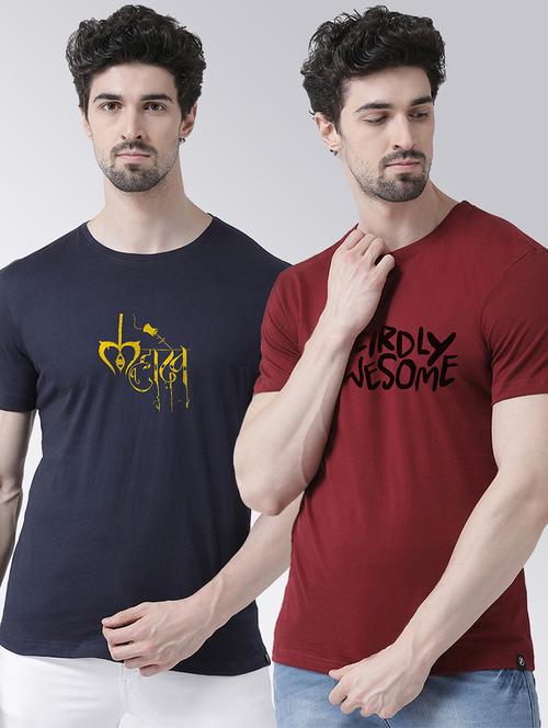 pack of 2 multi coloured printed round neck t-shirt - 20684283 - Very Small Image - 1