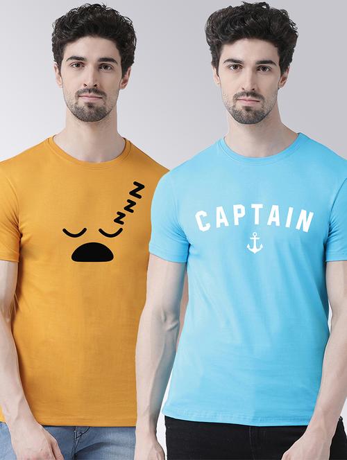 men set of 2 multi colored round neck graphic regular t-shirt  - 20684296 - Very Small Image - 1