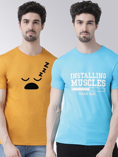 men pack of 2 printed cotton t-shirt - 20684299 - Very Small Image - 1