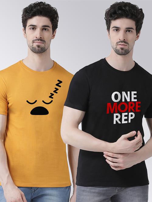 men pack of 2 printed cotton t-shirt - 20684304 - Very Small Image - 1