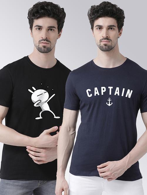 pack of 2 multi coloured printed round neck t-shirt - 20684325 - Very Small Image - 1