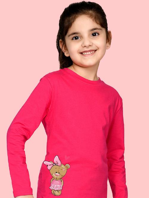 girls round neck placement print tees - 20684500 - Very Small Image - 1
