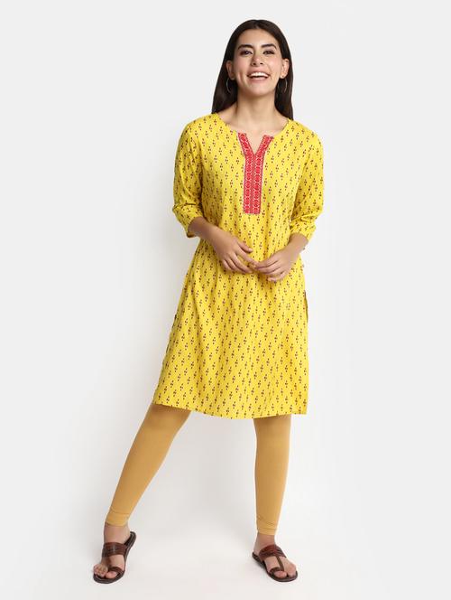 gold rayon straight kurta - 20686032 - Very Small Image - 1