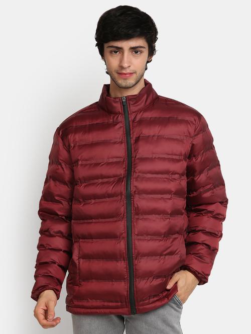 maroon quilted detailed casual jacket - 20686318 - Very Small Image - 1