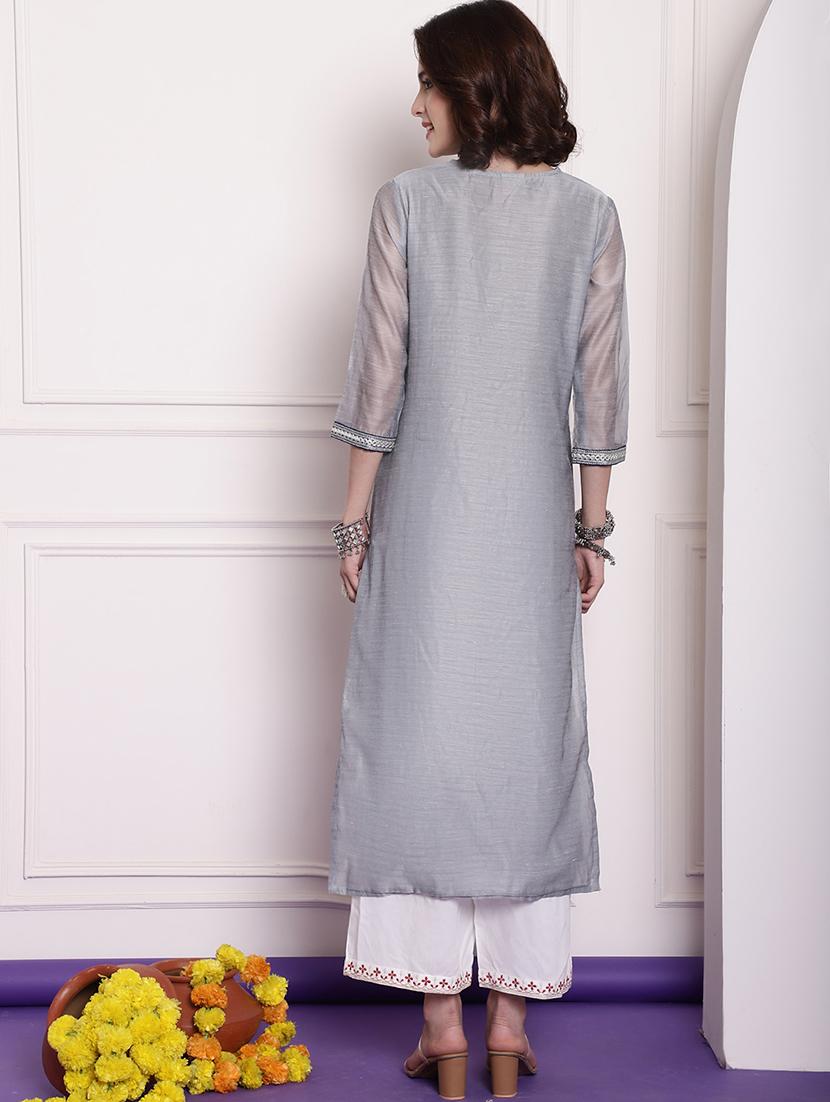 women embroidered straight kurta - 20686451 - Zoom Image - 2