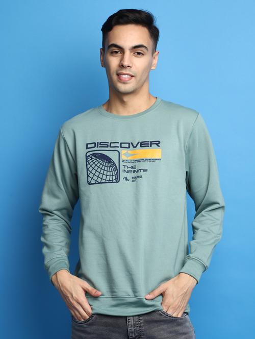 men front print crew neck sweatshirt - 20686645 - Very Small Image - 1
