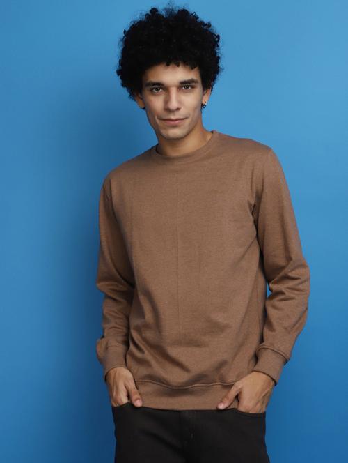 brown cotton plain sweatshirt - 20686685 - Very Small Image - 1