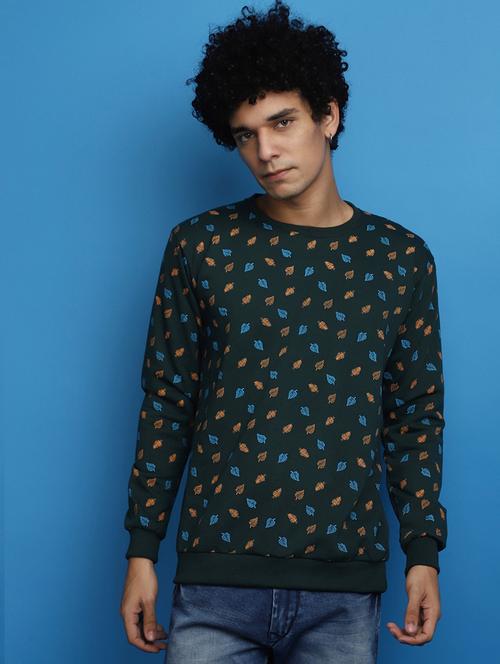 green cotton all over print sweatshirt - 20686688 - Very Small Image - 1