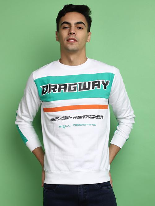 white cotton color block sweatshirt - 20686701 - Very Small Image - 1