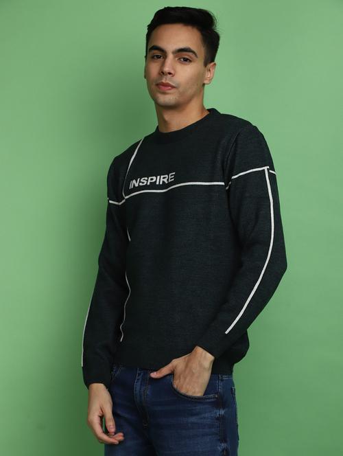 green self design typographic detailed pullover - 20686819 - Very Small Image - 1