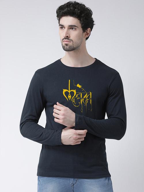 men round neck chest print t-shirt - 20687086 - Very Small Image - 1