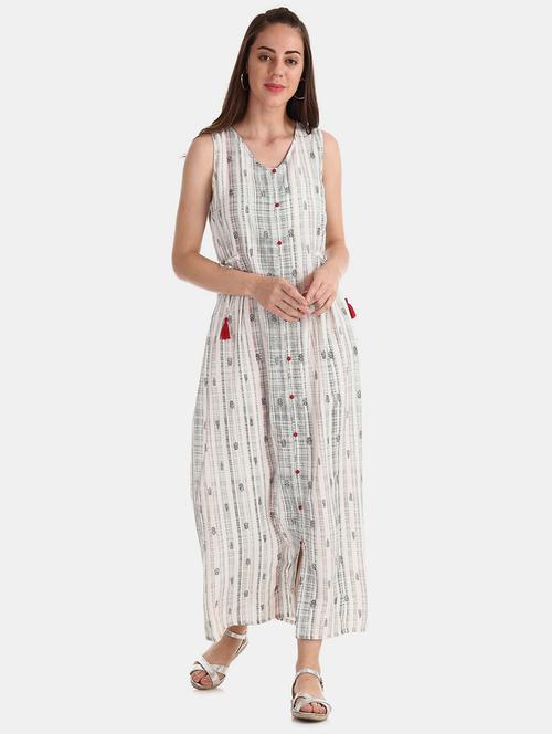 white self design a-line ethnic dress - 20687397 - Very Small Image - 1