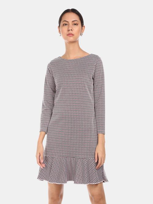 women round neck self design a-line dress - 20687406 - Very Small Image - 1