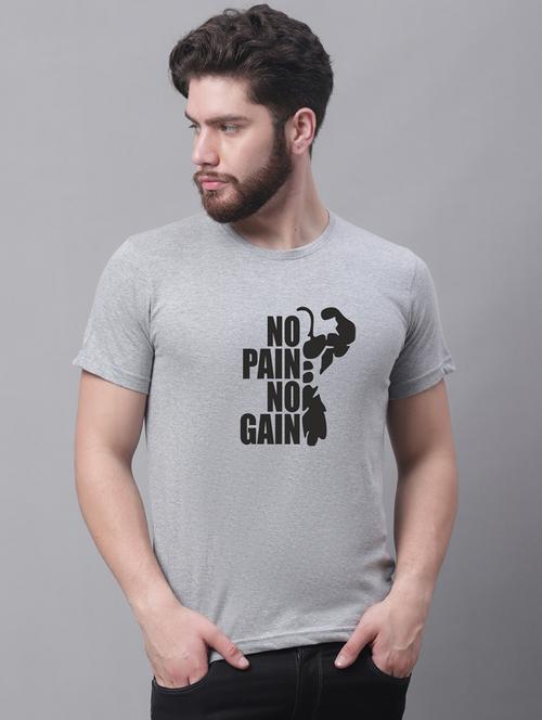 men grey typographic round neck regular t-shirt - 20688110 - Very Small Image - 1