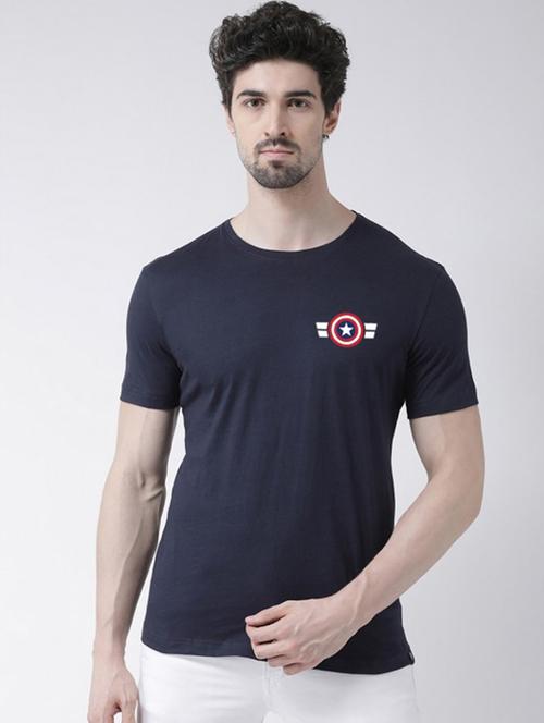 men round neck placement print t-shirt - 20688142 - Very Small Image - 1