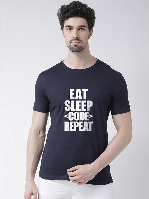 men round neck front print t-shirt - 20688149 - Very Small Image - 1