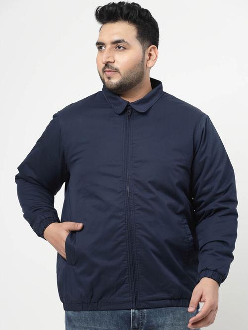 navy blue solid casual jacket - 20688783 - Very Small Image - 1