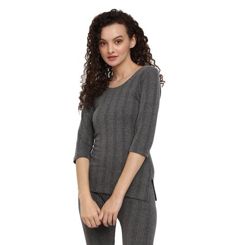 charcoal melange poly cotton thermals & inner wear - 20699582 - Very Small Image - 1