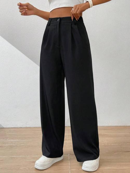 women solid high rise korean pant  - 20716865 - Very Small Image - 1