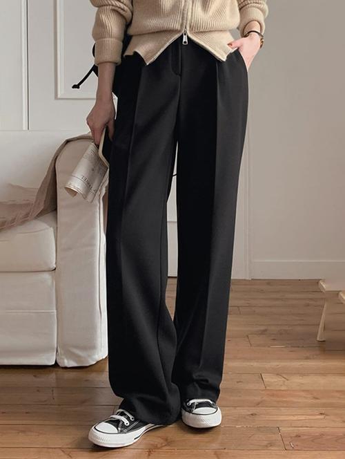 women solid high rise korean pant  - 20716983 - Very Small Image - 1