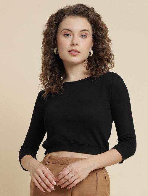 women solid crop top - 20720097 - Very Small Image - 1