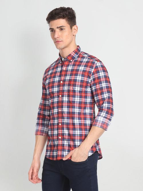 blue cotton blend casual shirt - 20720135 - Very Small Image - 1