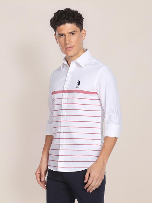 white cotton blend casual shirt - 20720186 - Very Small Image - 1