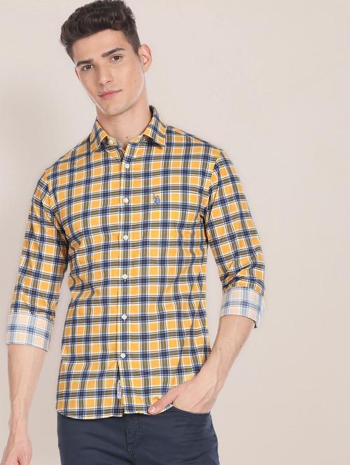 yellow cotton blend casual shirt - 20720200 - Very Small Image - 1