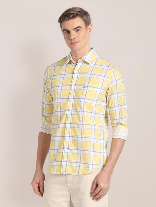 yellow cotton blend casual shirt - 20720301 - Very Small Image - 1