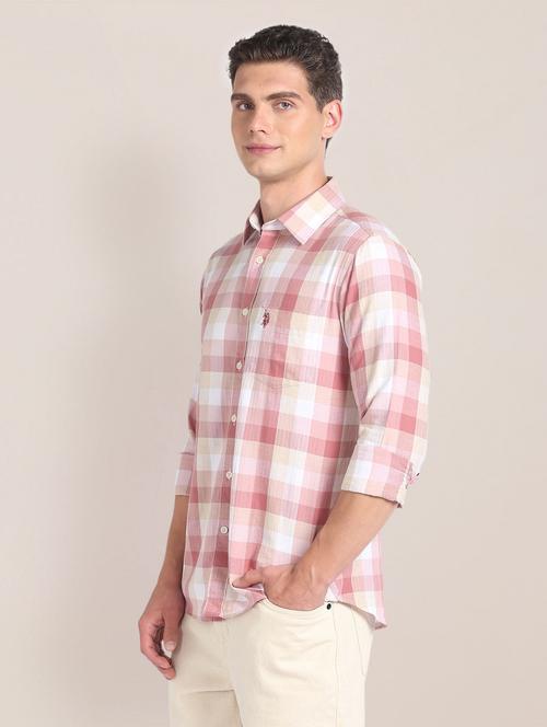 pink checkered casual shirt - 20720336 - Very Small Image - 1