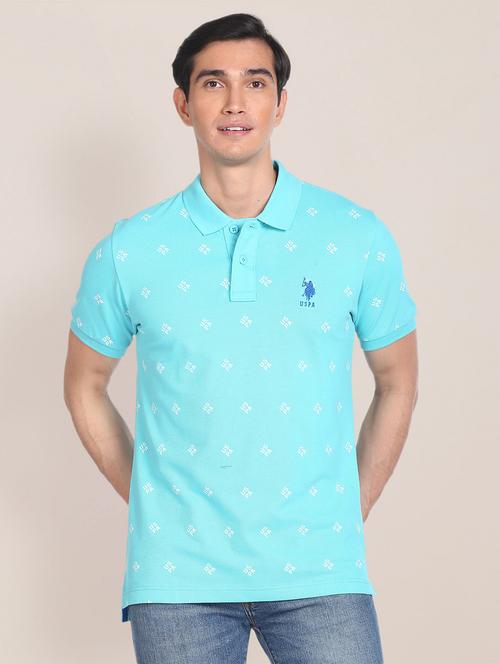 turquoise cotton blend t-shirt - 20720515 - Very Small Image - 1