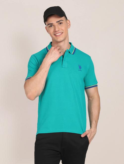 turquoise cotton blend t-shirt - 20720521 - Very Small Image - 1