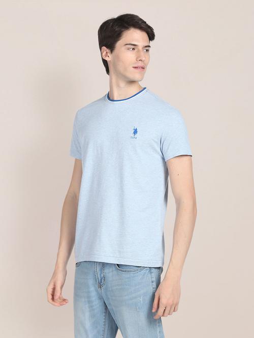 light blue cotton blend t-shirt - 20720592 - Very Small Image - 1