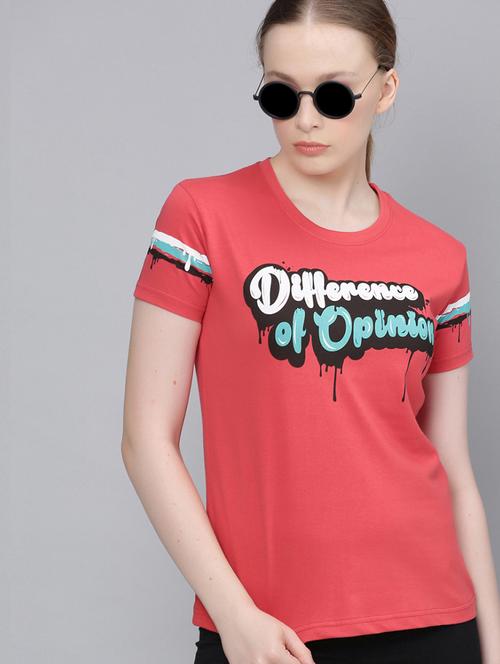 red typographic round neck t-shirt - 20721085 - Very Small Image - 1