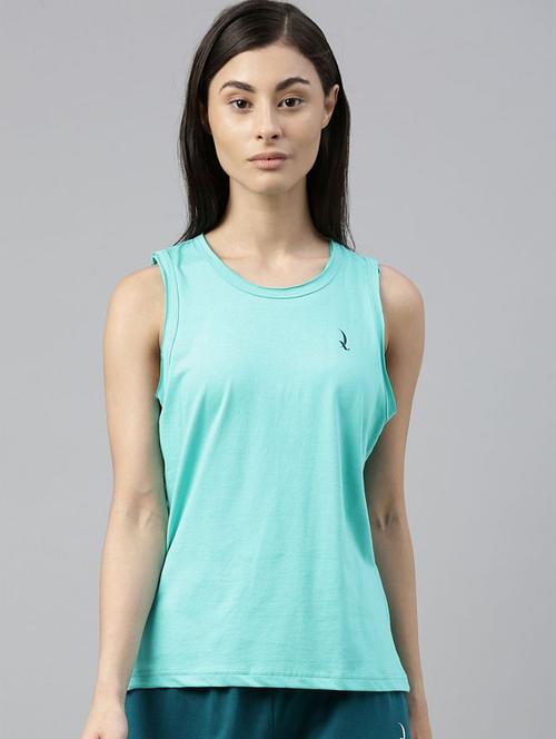 women green cotton plain tank tee - 20721224 - Very Small Image - 1