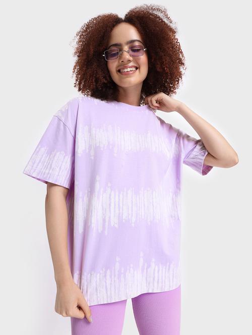 lavender tie & dye oversized round neck t-shirt - 20722559 - Very Small Image - 1