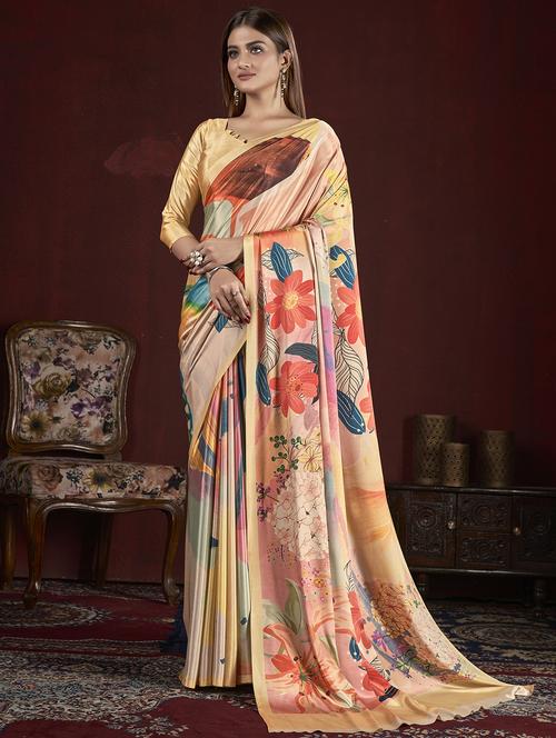 women multi color printed saree with blouse - 20723809 - Very Small Image - 1