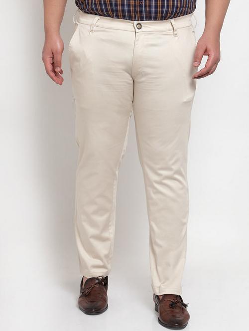 men solid flat front plus size casual trouser - 20724042 - Very Small Image - 1