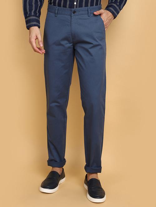 blue cotton chinos casual trousers - 20724383 - Very Small Image - 1