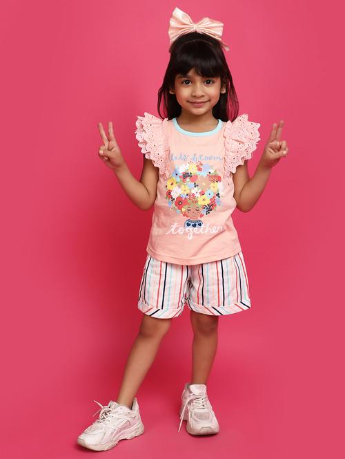 girls printed top & shorts set - 20724548 - Very Small Image - 1