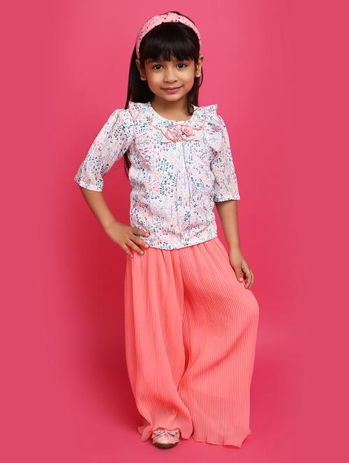 girls printed top & palazzo full length set - 20724595 - Very Small Image - 1