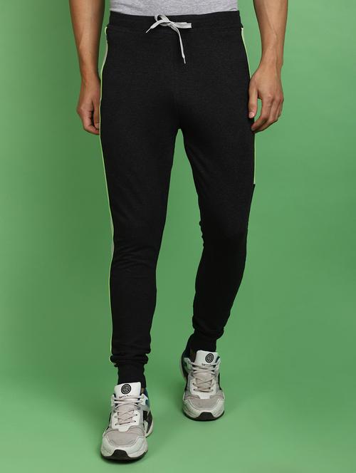 Men Black Cotton Full Length Joggers - 20725182 - Very Small Image - 1