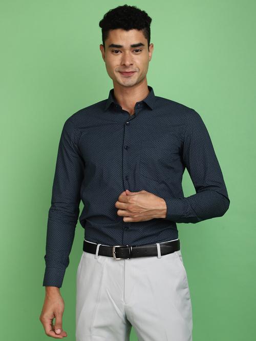 navy blue cotton formal shirt - 20725208 - Very Small Image - 1