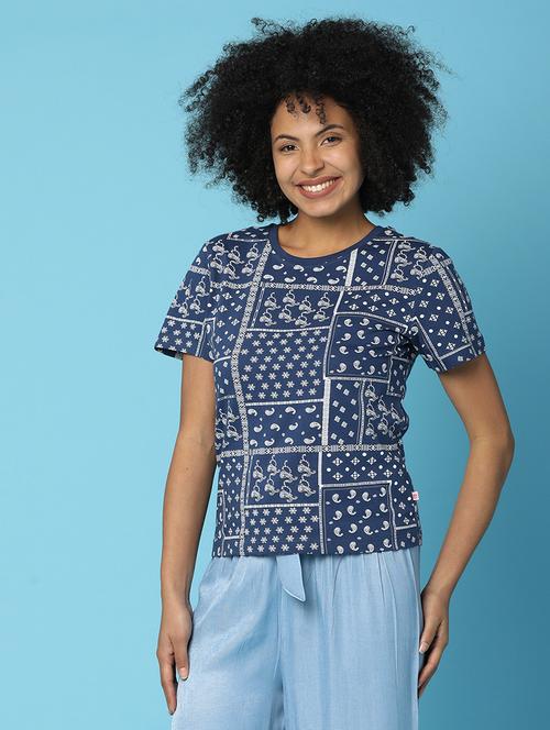 Blue Cotton Regular Tshirt - 20725402 - Very Small Image - 1