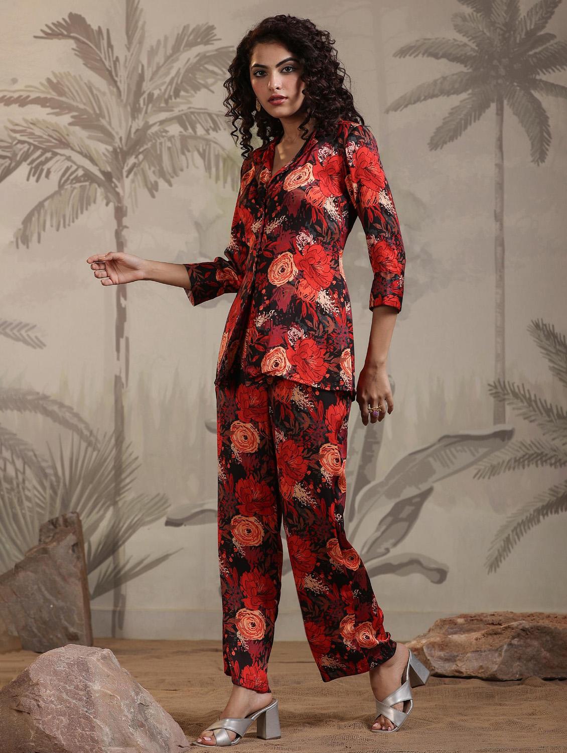 red floral print co-ord set - 20727275 - Zoom Image - 3