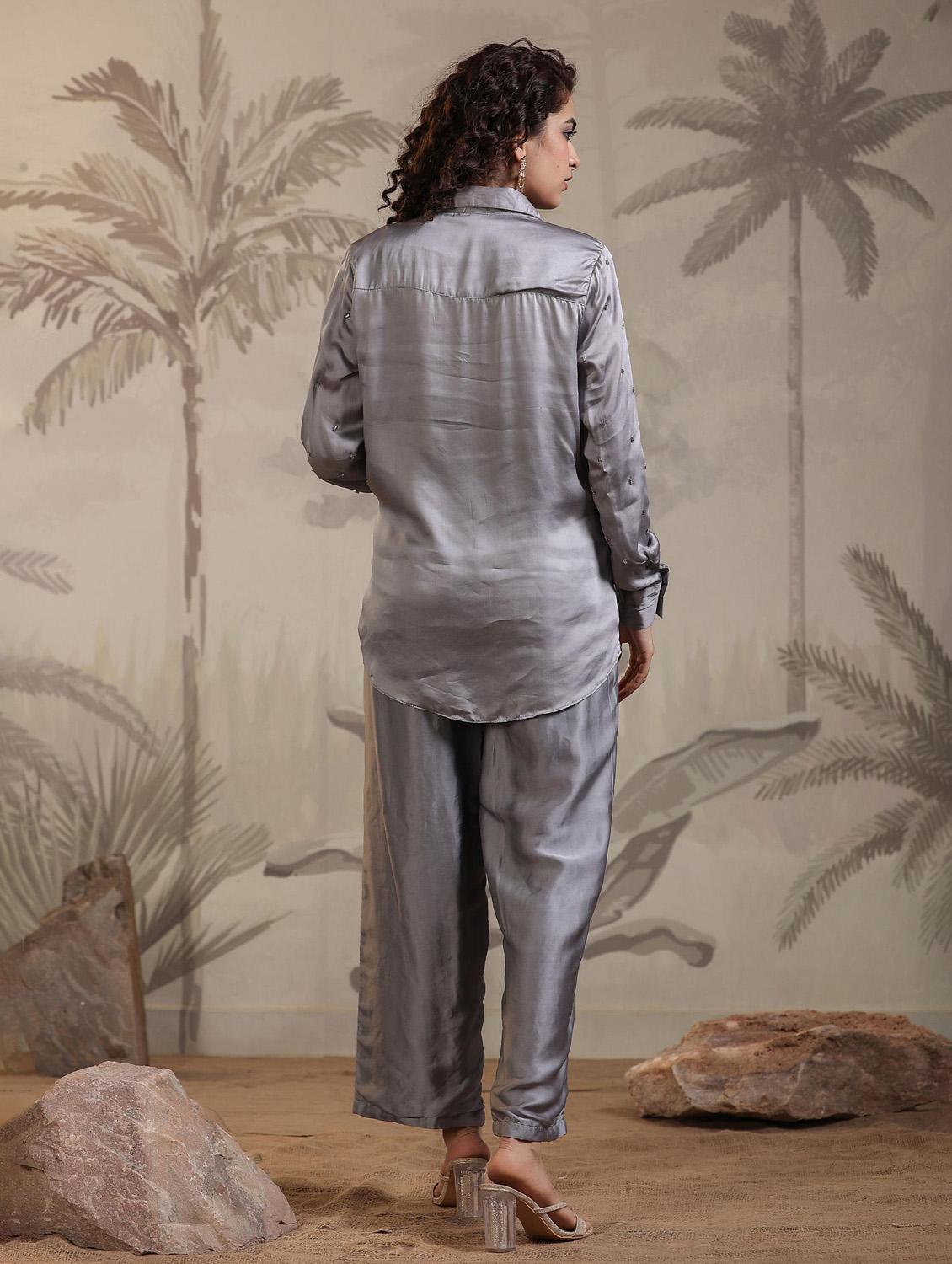 grey embroidered print co-ord set - 20727280 - Standard Image - 6
